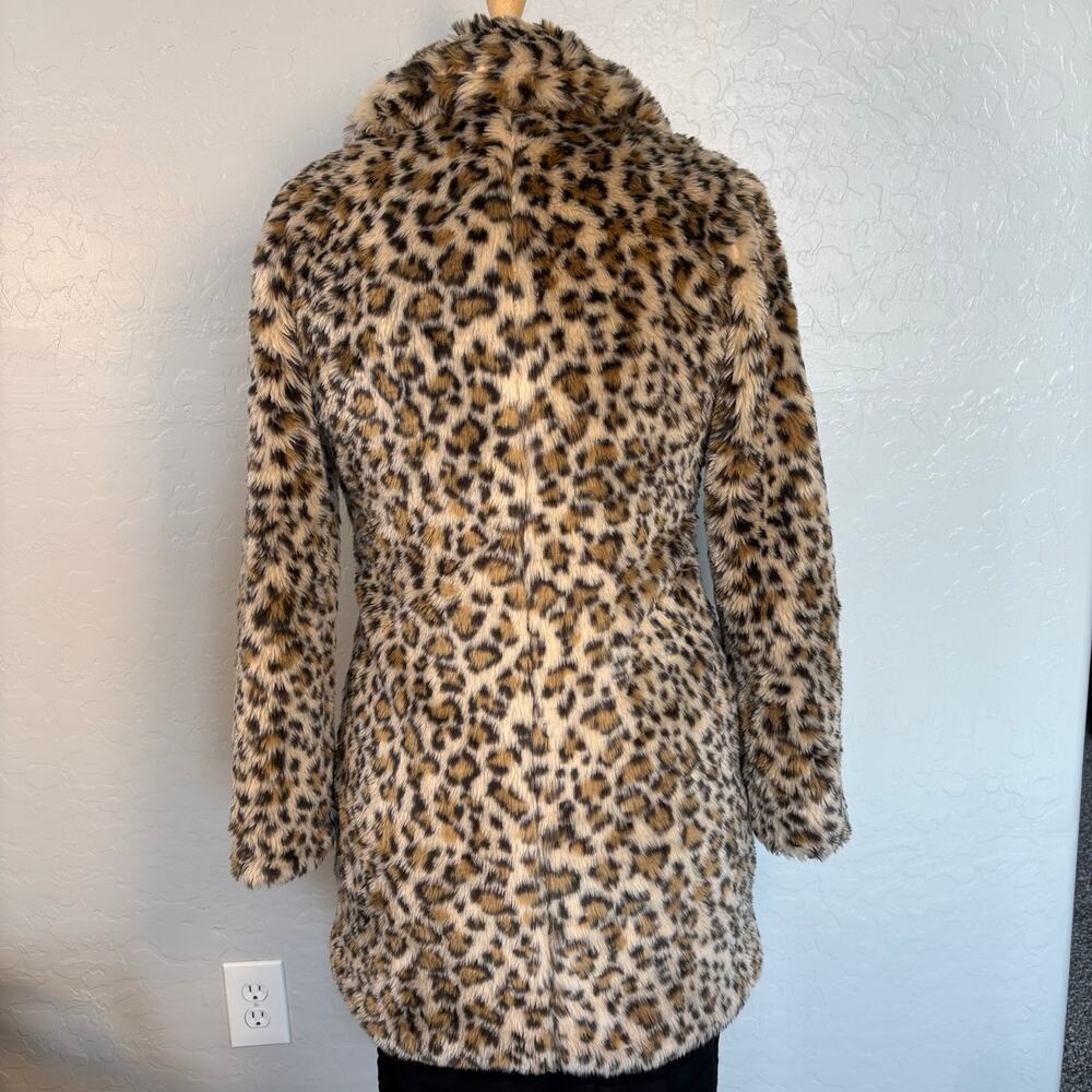 Charlotte Russe Leopard Print Faux Fur Longline Coat Mob Wife Maximalist Glam Sm - Picture 6 of 16